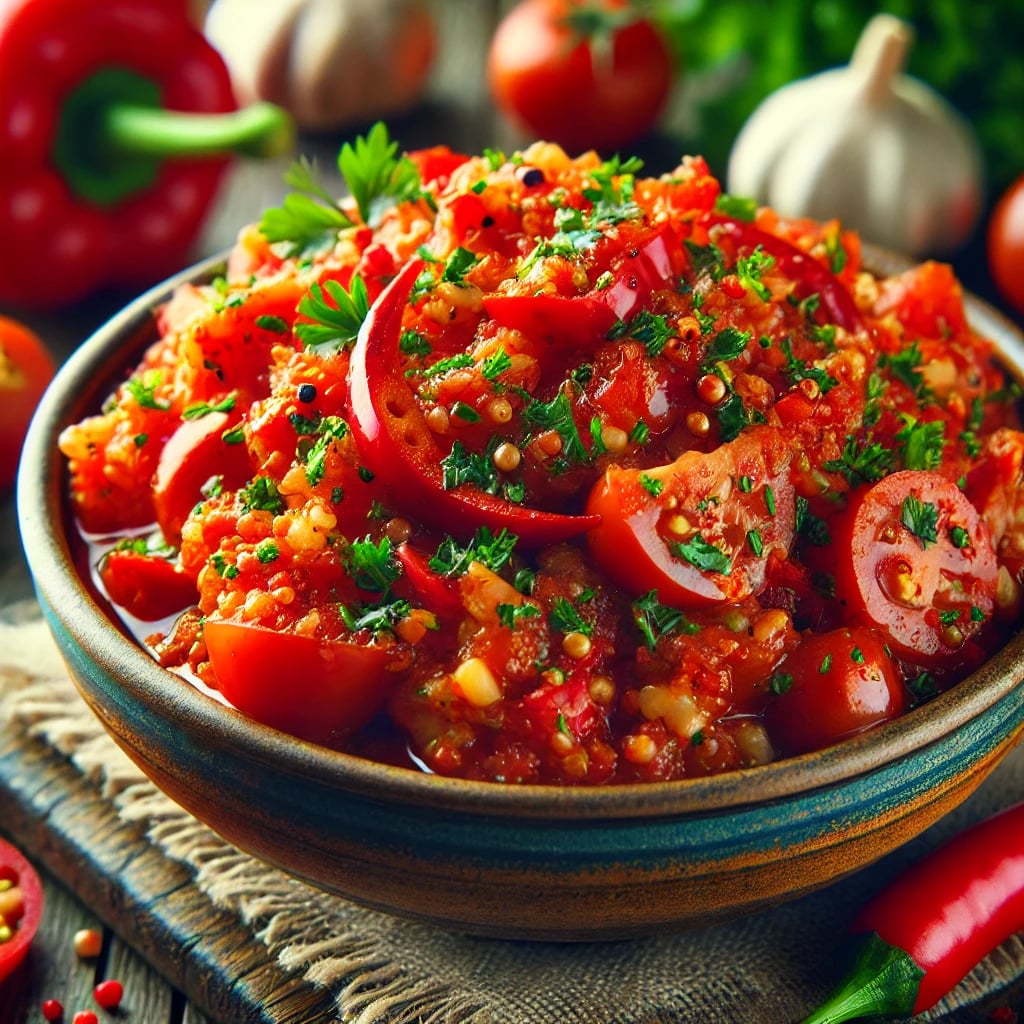 Tomatisalat adžikaga on maagiline ja maitsev roog