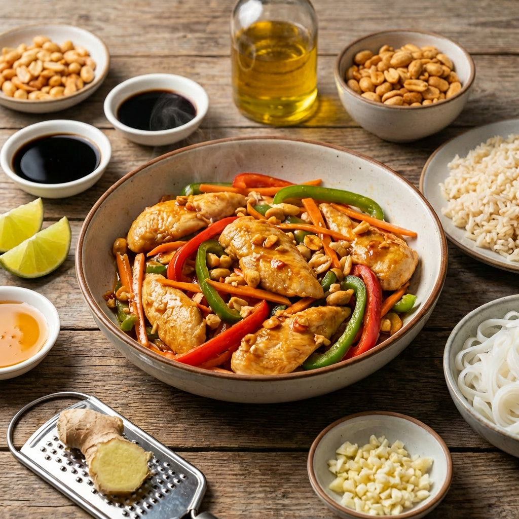 Tom Yum Pähkli-Kana Wok