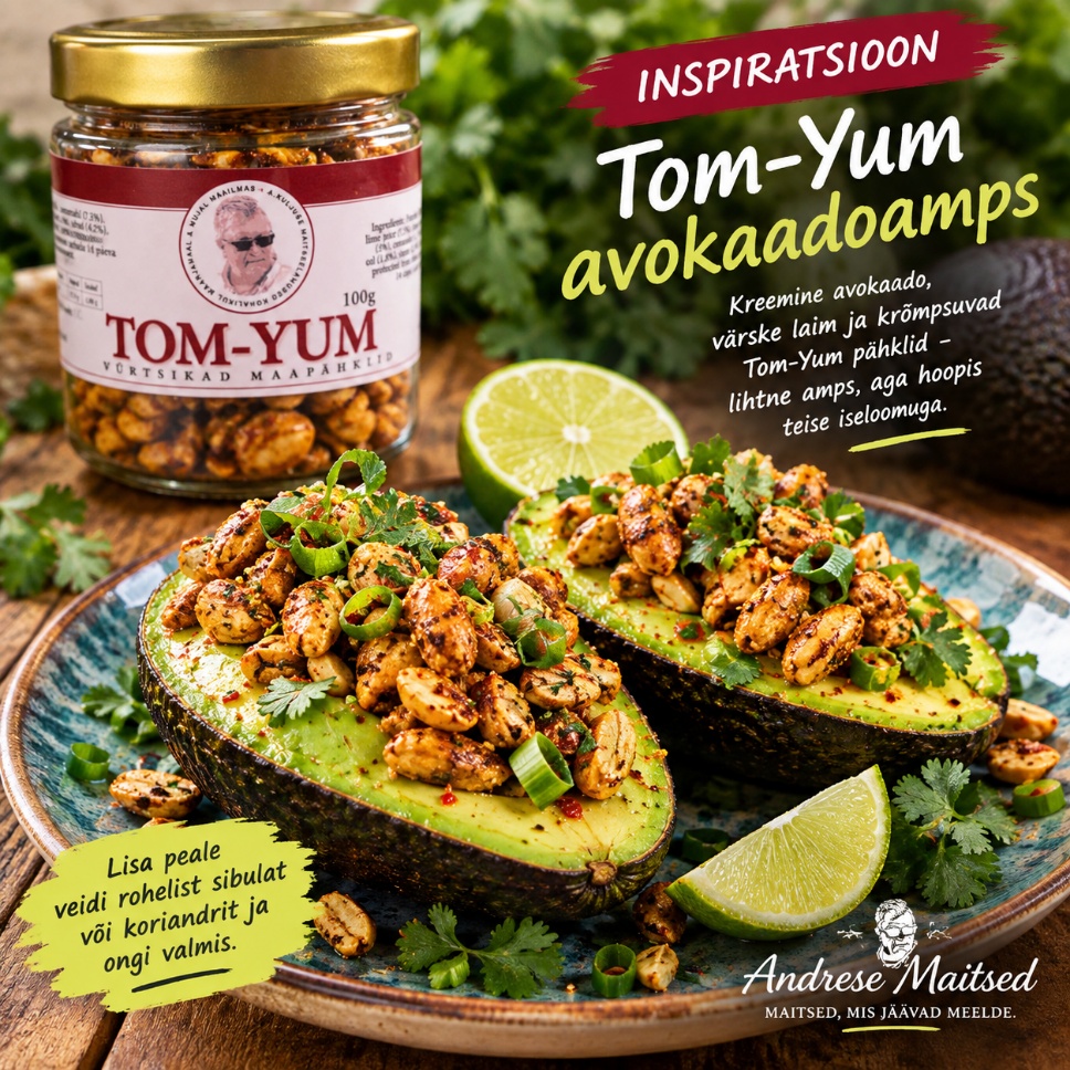 Tom-Yum avokaadoamps Andrese Maitsete vürtsikate pähklitega